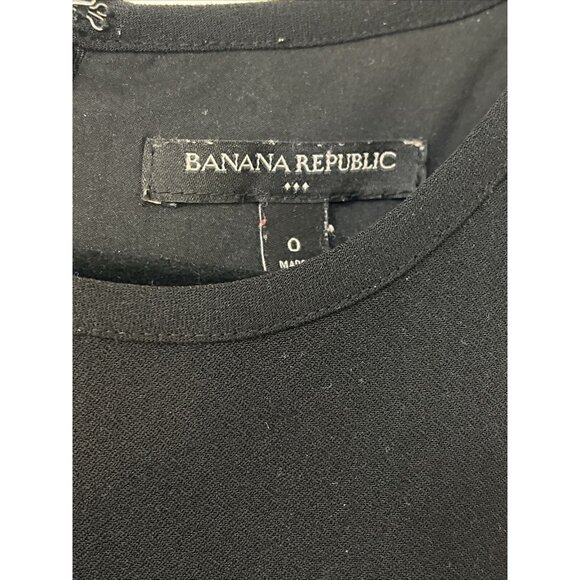 Banana Republic Black Dress Short Sleeve Sheath Size 0 Lined - Picture 2 of 8